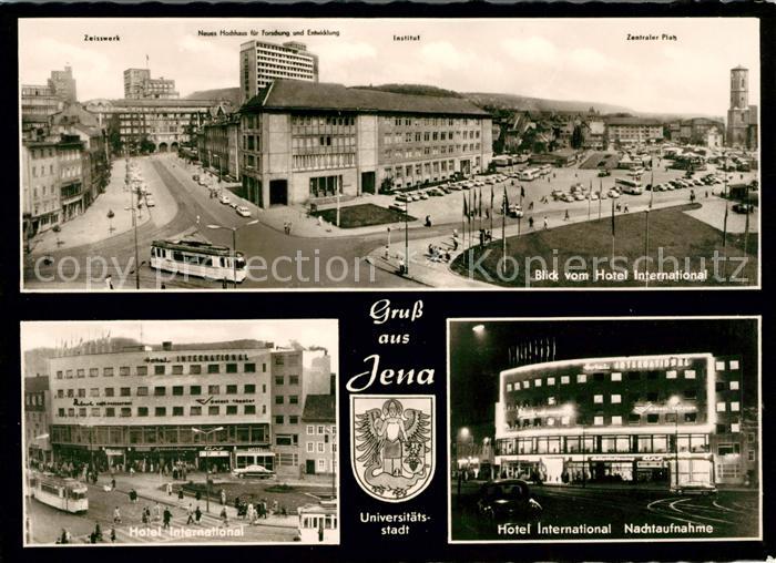 Jena Thueringen Blick vom Hotel International mit Nachtaufnahme