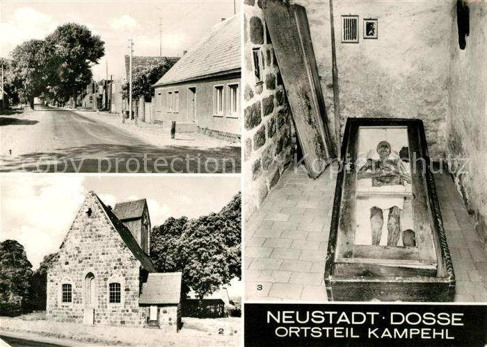 Neustadt Dosse Dorfstrasse 700jaehrige Wehrkirche Gruft mit nichtverwestem Leich