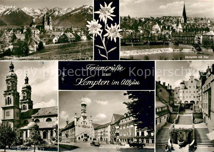 Kempten Allgaeu Panorama Sankt Lorenz Kirche Rathausplatz Freitreppe