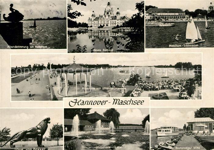 HANNOVER  CITY Neues Rathaus Maschsee Gaststaetten Loewe von Breker Maschsee