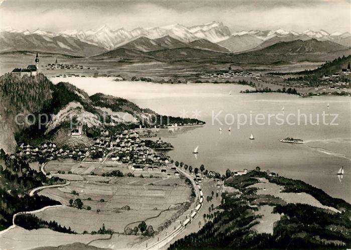 Herrsching Ammersee Kloster Andechs Zugspitzgruppe