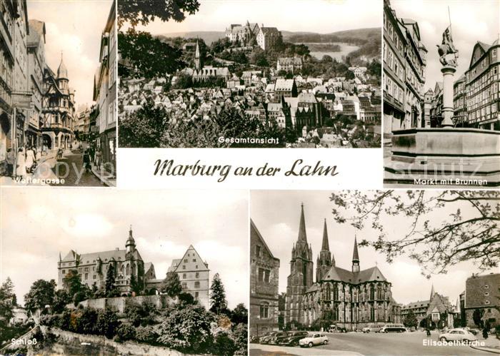 Marburg Lahn Waltergasse Schloss Elisabethkirche Markt Brunnen Panorama