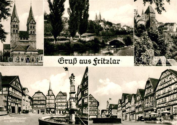 Fritzlar Dom Rolandsbrunnen Marktplatz Markt Frauenturm