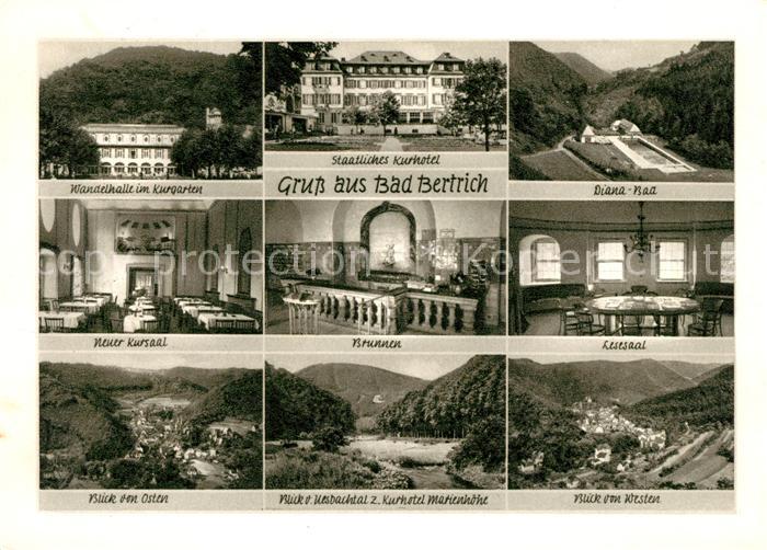 Bad Bertrich Wandelhalle Kurgarten Kursaal Brunnen Diana Bad Lesesaal