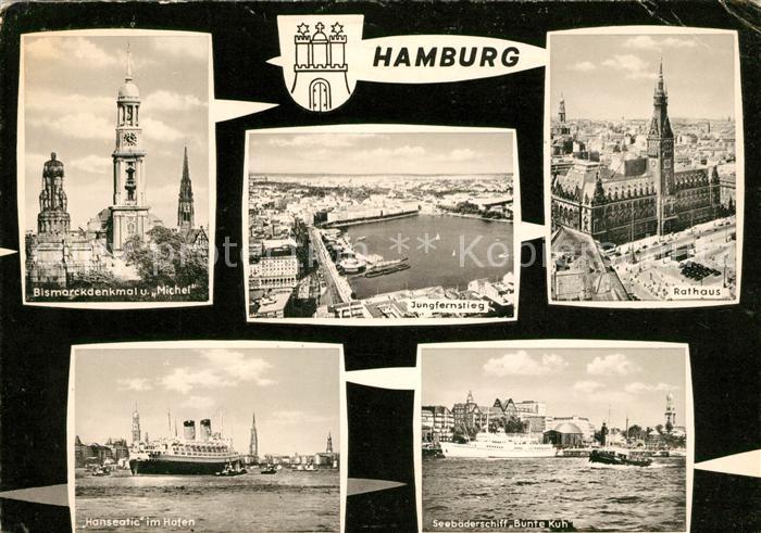 Hamburg Bismarckdenkmal Michel Rathaus Jungfernstieg Hanseatic Hafen