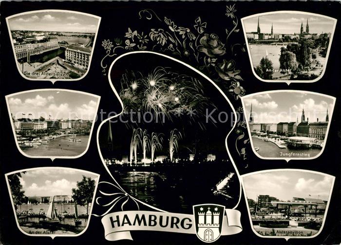 Hamburg Drei Alsterbecken Alster Jungfernstieg Alsterpavillon