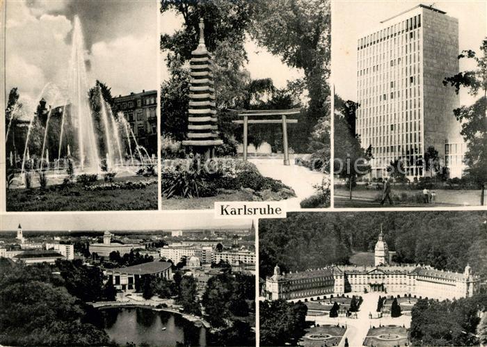 Karlsruhe Baden Wasserspiele Japanischer Garten KLV Hochhaus Stadtgartensee Schl
