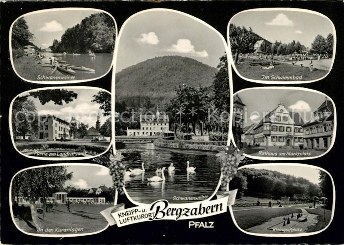 Bergzabern Bad Schwanenweiher Schwimmbad Kleingolfplatz Rathaus Marktplatz