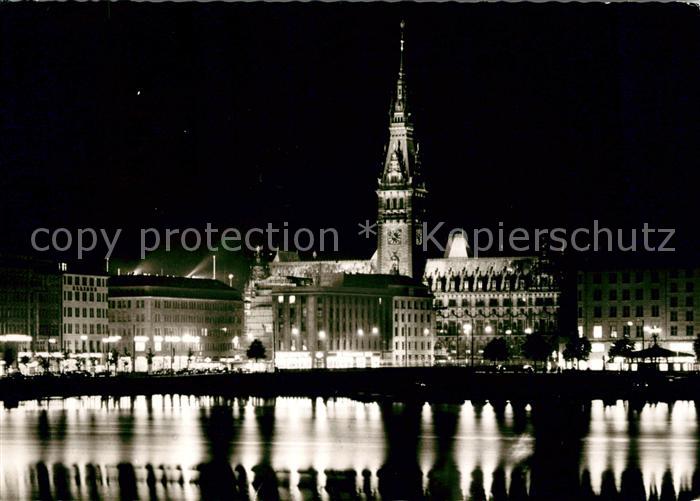 Hamburg Binnenalster Rathaus Lichterglanz
