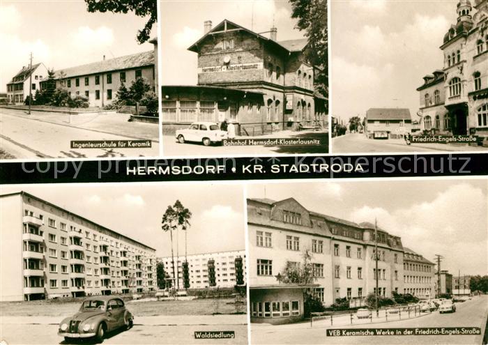 Hermsdorf Thueringen Ingenieurschule Keramik Bahnhof Friedrich Engelsstrasse Wal