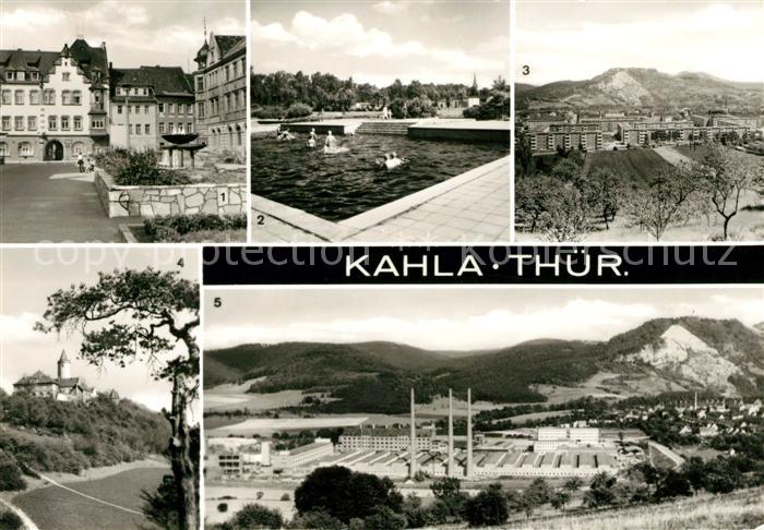 Kahla Thueringen Marktplatz Leuchtenburg Nichtschwimmerbecken Volksbad