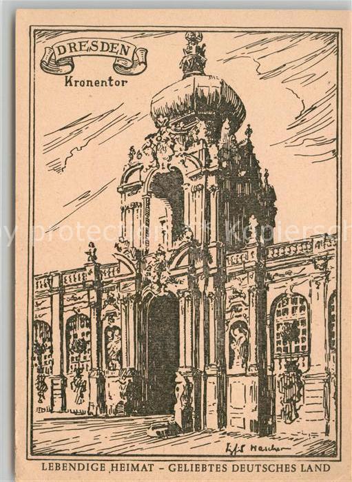 DRESDEN Elbe Kronentor Kuenstlerkarte