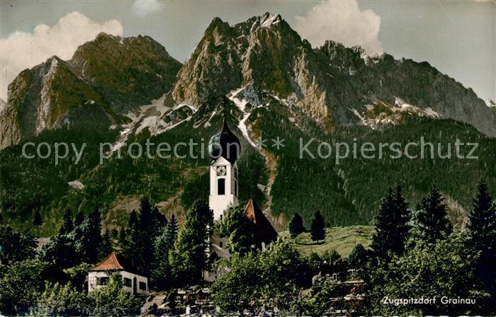 Grainau Zugspitzdorf Pfarrkirche mit Gr un Kl Waxenstein