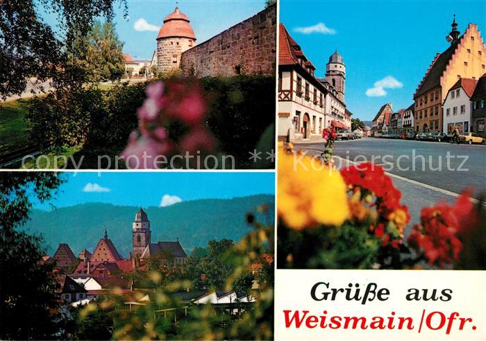 Weismain Stadtmauer Kirche Strassenpartie