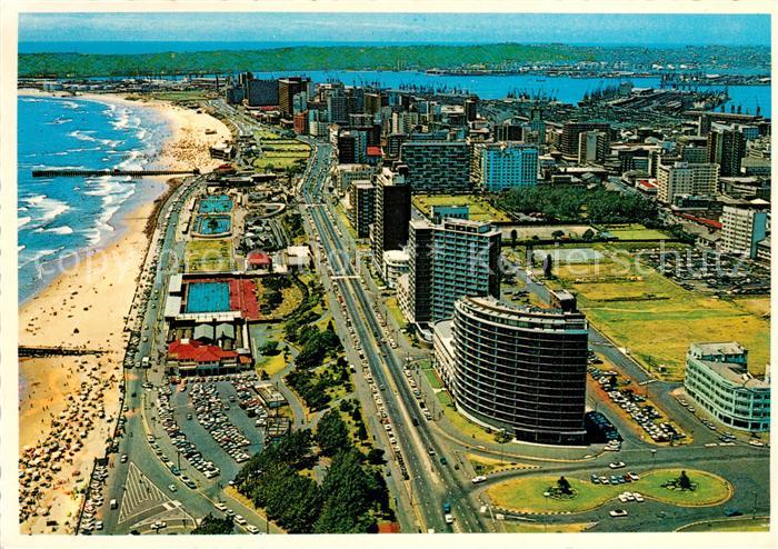 Durban South Africa North Beach with Difco Building Fliegeraufnahme