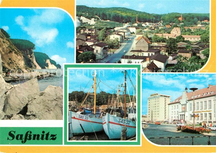 Sassnitz Ostseebad Ruegen Panorama Kreidekueste Hohes Ufer Fischereihafen Seeman