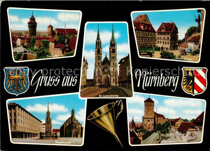 Nuernberg Lorenzkirche Duerer Haus Heidenturm Hauptmarkt