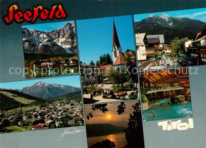 Seefeld Tirol Panorama Hallenbach Abendstimmung Kirche