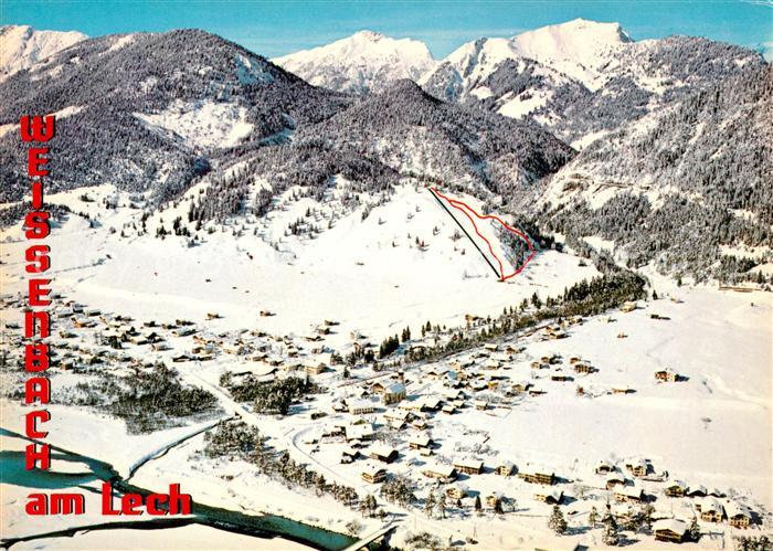 Weissenbach Lech Fliegeraufnahme Winterlandschaft
