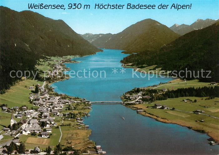 Techendorf Weissensee Fliegeraufnahme Hoechster Badesee Alpen Weissensee