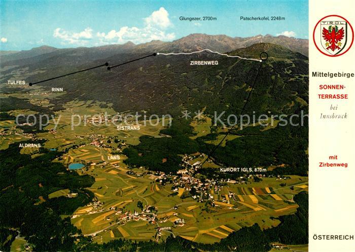 Innsbruck Fliegeraufnahme Sonnenterrasse Zirbenweg