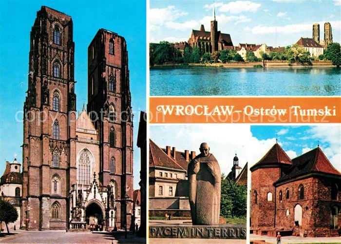 Wroclaw Kathedrale Denkmal Pacem Interris Panoram