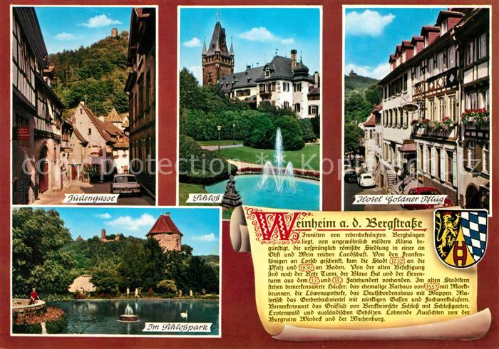 Weinheim Bergstrasse Judengasse Schloss Hotel Goldner Pflug Schlosspark