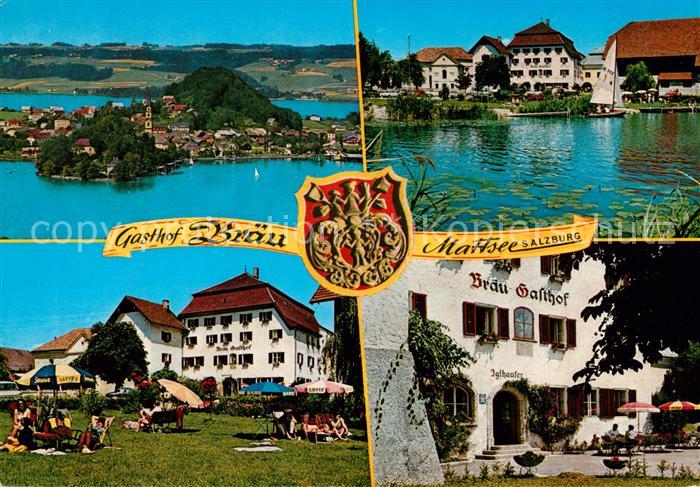 Mattsee Salzburg Gasthof Braeu Liegewiese Panorama