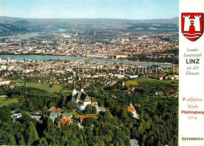 Linz Donau Fliegeraufnahme Wallfahrtskirche Poestlingberg