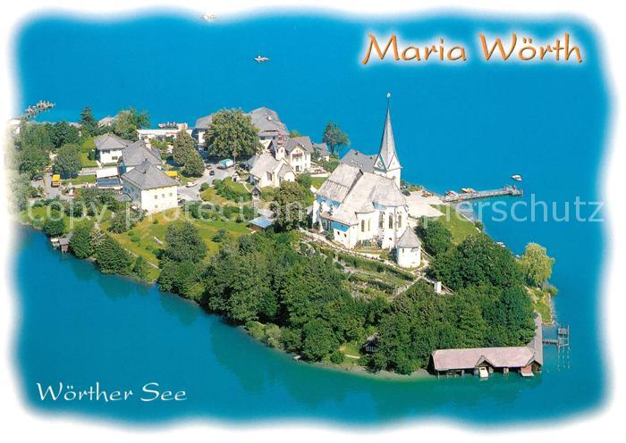 Maria Woerth Woerthersee Fliegeraufnahme Wallfahrtskirche Pfarrkirche Winterkirc