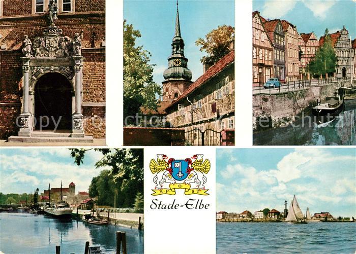 Stade Niederelbe Rathausportal Johanniskloster Sankt Cosmae Hafen Stadersand