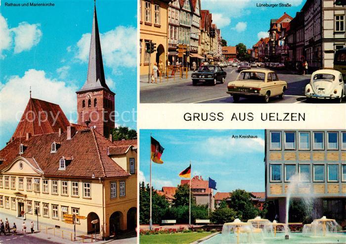 Uelzen Lueneburger Heide Rathaus Marienkirche Kreishaus Lueneburger Strasse