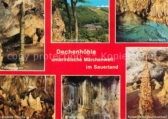 Hoehlen Caves Grottes Dechenhoehle Nixenteich Plamengrotte Orgelgrotte Kapelle