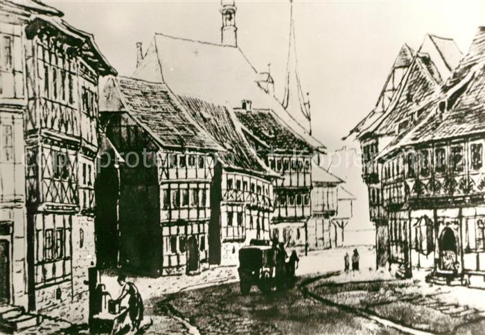 Kuenstlerkarte G. H. Crola Wernigerode Untere Marktstrasse um 1830