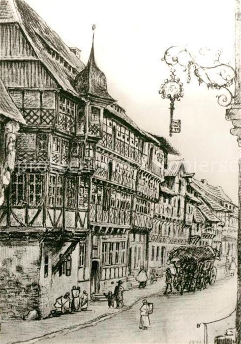 Federzeichnung(nach einer) E. Crola Wernigerode Breite Strasse