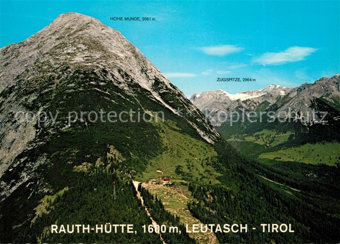 Leutasch Fliegeraufnahme mit Rauth Huette Hohe Munde und Zugspitze
