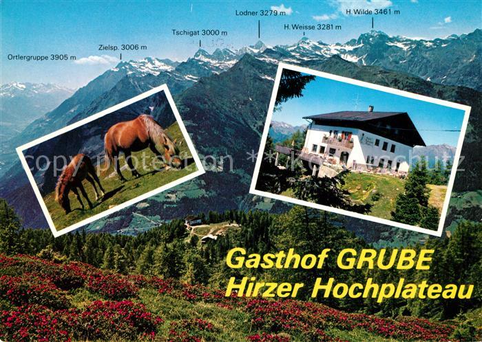 Schenna Meran Gasthof Grube mit Hirzer Hochplateau und Ortler Gruppe