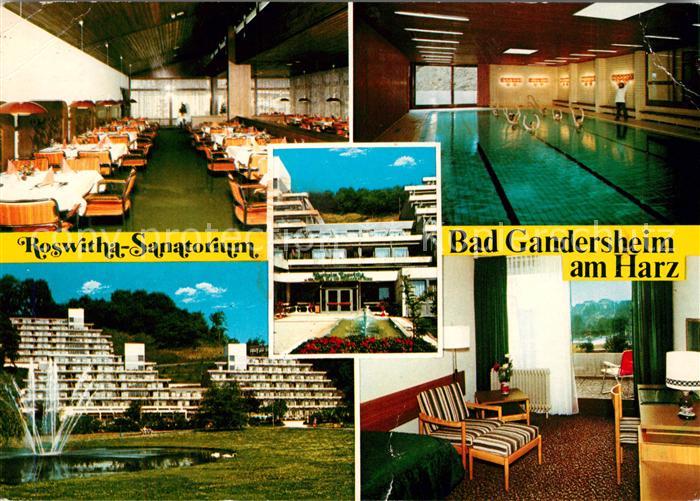 Bad Gandersheim Roswitha Sanatorium Speisesaal Hallenbad Park Gaestezimmer
