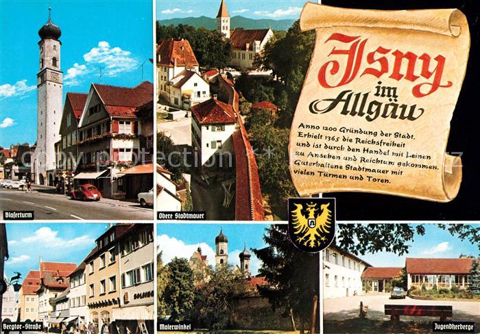 Isny Allgaeu Blaeserturm Obere Stadtmauer Bergtor Strasse Malerwinkel Jugendherb