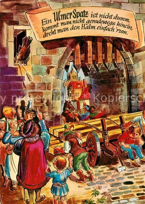 Ulm Donau Ulmer Spatz Karikatur