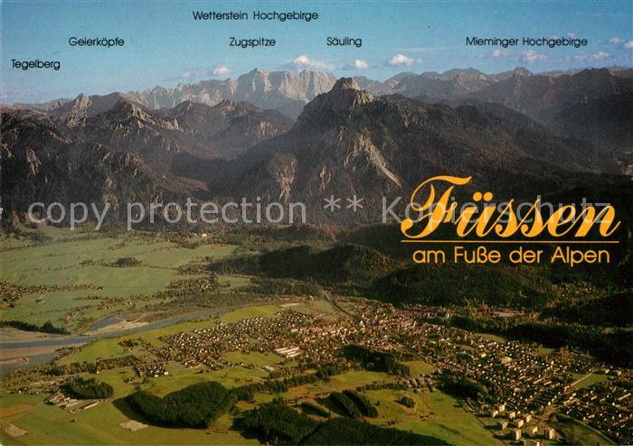 Fuessen Allgaeu Fliegeraufnahme mit Wettersteingebirge