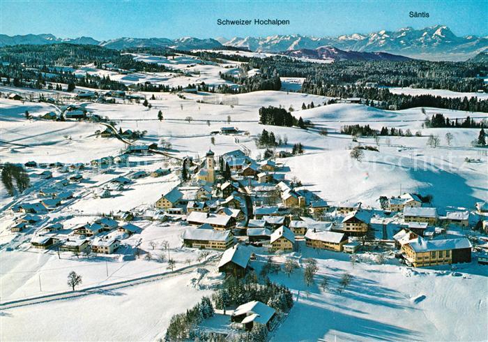 Oberreute Fliegeraufnahme mit Schweizer Hochalpen und Saentis