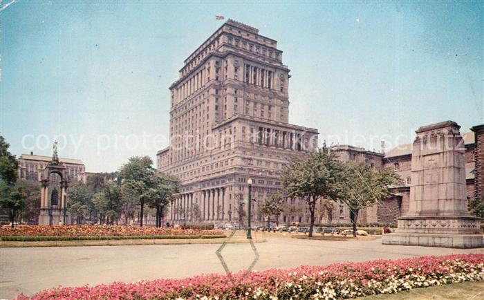 Montreal Quebec Sun Life Building showing Dominion Square and centotaph of unkno