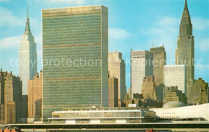 New York City United Nations Building Empire State and Chrysler Building
