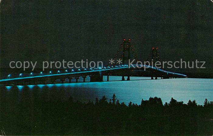 Detroit Michigan The Mackinac Bridge at night