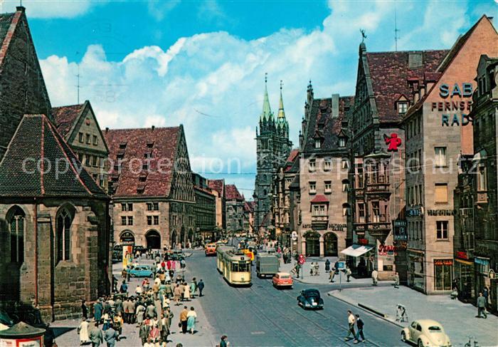 Nuernberg Koenigstrasse mit Lorenzkirche