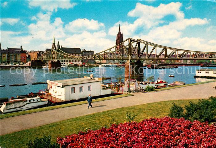 Frankfurt Main Mainpartie am Eisernen Steg mit Dom