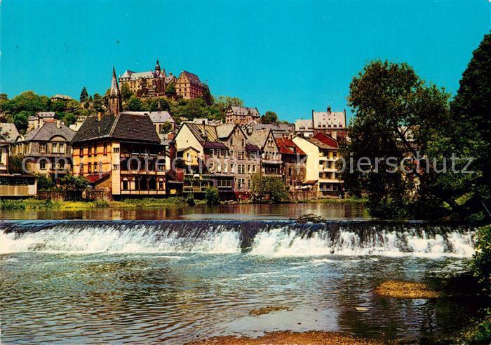 Marburg Lahn Lahnpartie mit Schloss