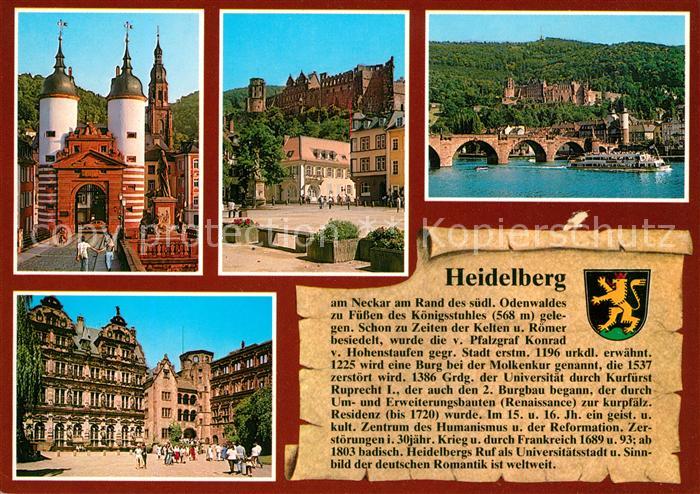Heidelberg Neckar Brueckentor Kornmarkt mit Schloss Alte Bruecke Schlosshof mit