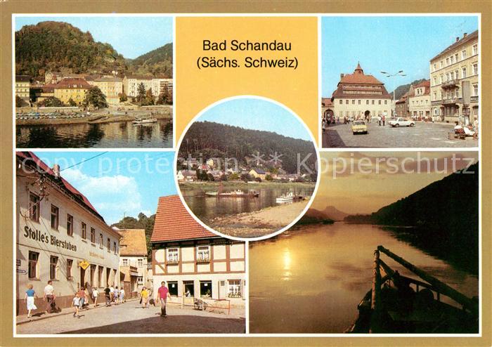 Bad Schandau Teilansicht Markt Poststrasse Dampferanlegestelle Elbepartie